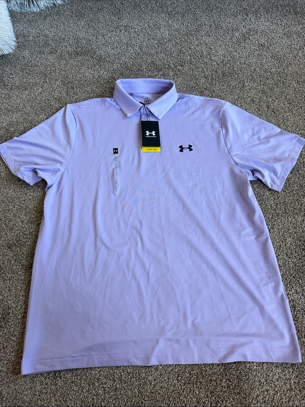 Under Armour UA match Play Polo Shirt Mens L Purple Quick Dry Short Sleeve